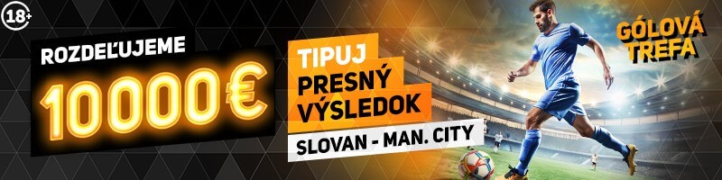 Tipujte výsledok zápasu Slovan vs. ManCity v Niké a zahrajte si o finančnú odmenu