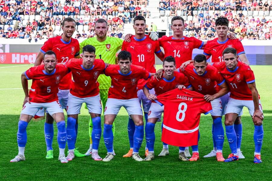 Česká futbalová reprezentácia pred prípravným zápasom so Severným Macedónskom.