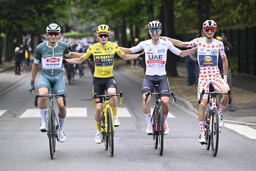Philipsen Jasper (Alpecin-Deceuninck), Vingegaard Jonas (Jumbo-Visma), Pogacar Tadej (UAE Team Emirates), Ciccone Giulio (Lidl - Trek), Tour de France 2023