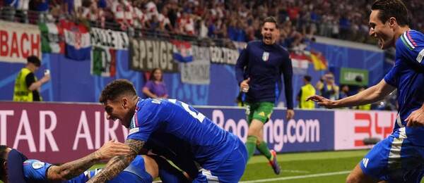 Radosť Talianska po góle na 1:1 proti Chorvátsku, Skupina B, EURO 2024