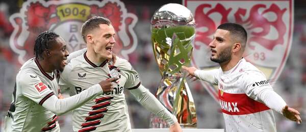 Fotomontáž: Leverkusen, Stuttgart, Superpohár trofej