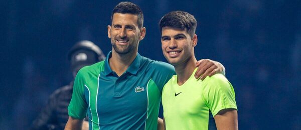 Novak Djokovic a Carlos Alcaraz pred vzájomným zápasom na exhibičnom turnaji Riyadh Season Tennis Cup 2023 v Rijáde