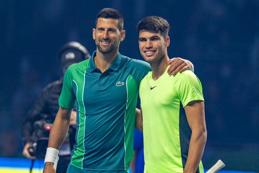 Novak Djokovic a Carlos Alcaraz pred vzájomným zápasom na exhibičnom turnaji Riyadh Season Tennis Cup 2023 v Rijáde