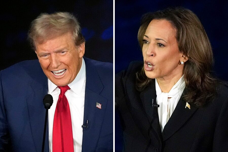 Donald Trump a Kamala Harris počas prezidentskej debaty.