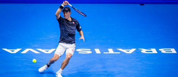 Kei Nishikori na turnaji Slovak Open 2024 v Bratislave