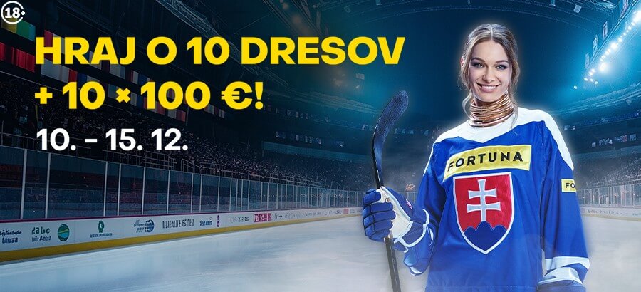 Zapojte sa do súťaže o dres slovenskej hokejovej reprezentácie a 100 eur na hráčske konto vo Fortune!