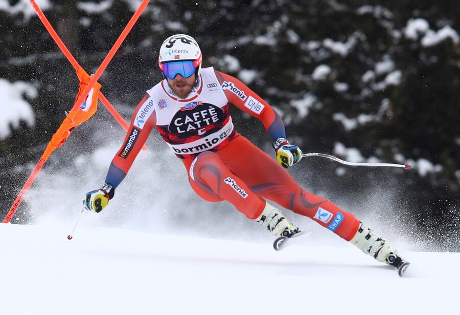 Kjetil Jansrud v zjazde v Bormiu 2017