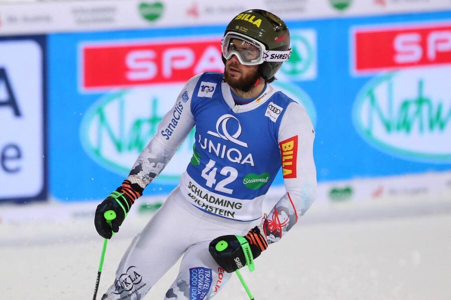 Andreas Žampa počas obrovského slalomu v rámci SP Schladming 2024