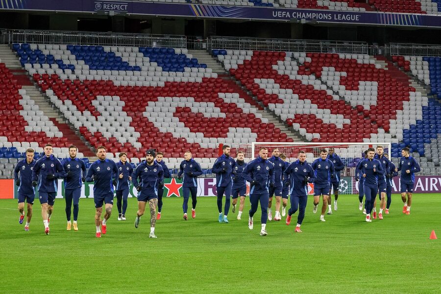 Tréning ŠK Slovan Bratislava pred zápasom s Bayernom v mníchovskej Allianz Arena