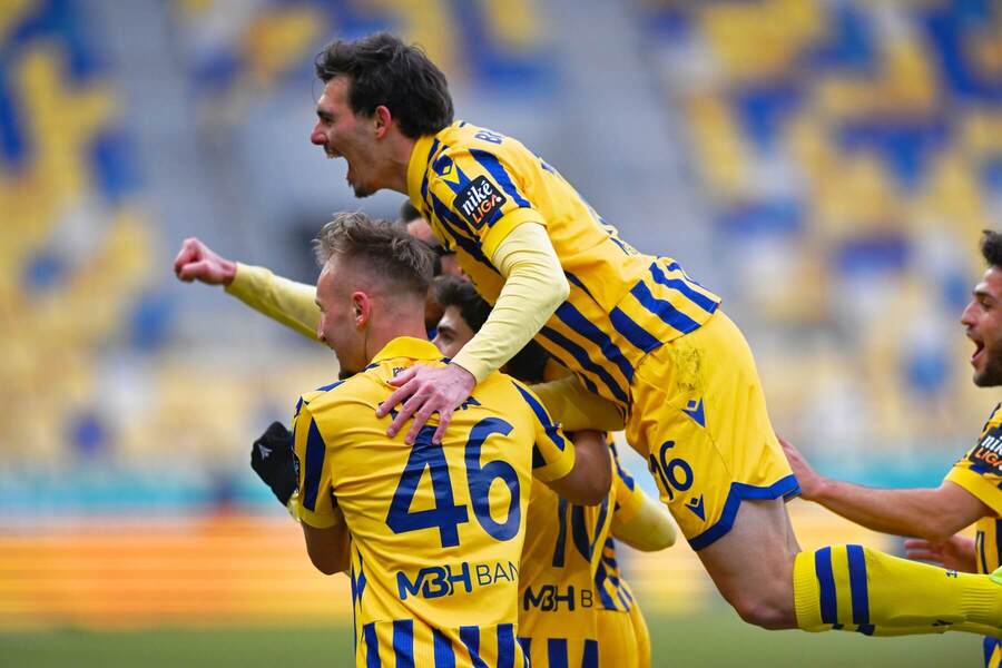 Gólová radosť hráčov FC DAC 1904 Dunajská Streda – Zdroj: TASR/Profimedia