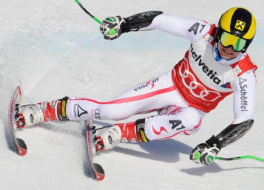 Marcel Hirscher na trati obrovského slalomu v Crans-Montane (2012)