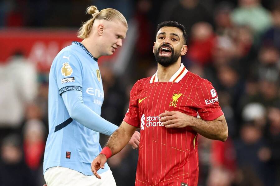 Najväčšie mená Man City a Liverpoolu: Erling Haaland a Mohamed Salah.